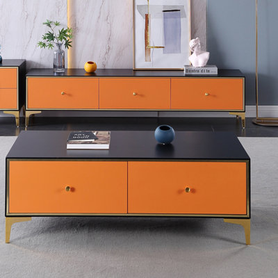 Wood TV Stand and Coffee Table Set