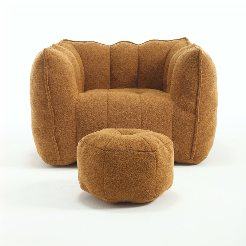 Canapé-lit carré confortable avec repose-pieds, Chenille kaki, H 26 po x l 42,5 po x P 33,5 po