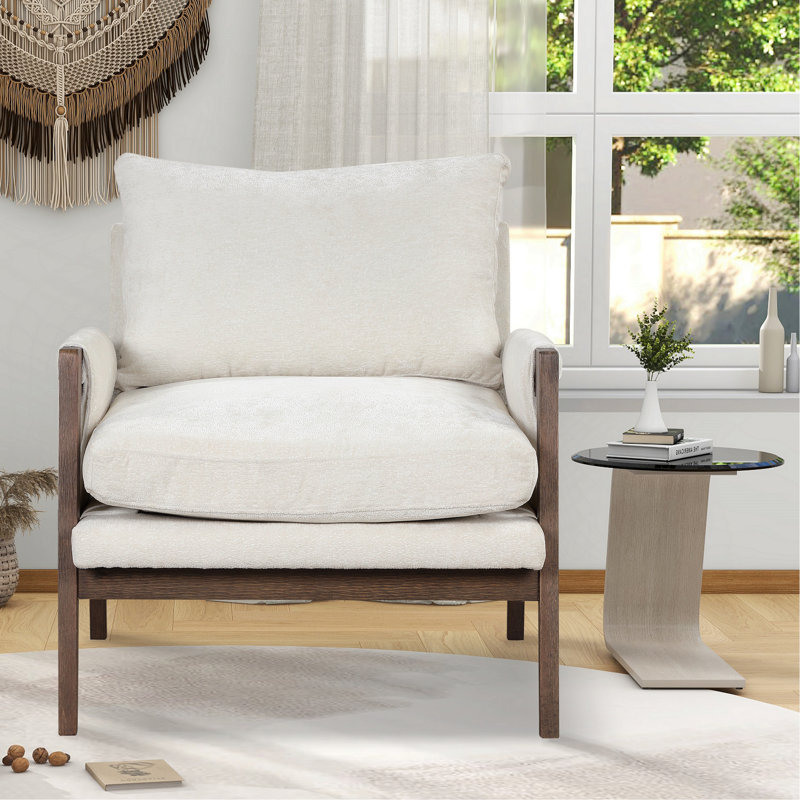 Chaise d'appoint Blerton, Duvet de velours blanc