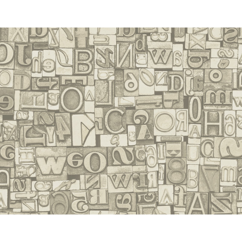 Papier peint Seabrook Designs Latte Headley Letters, Beige