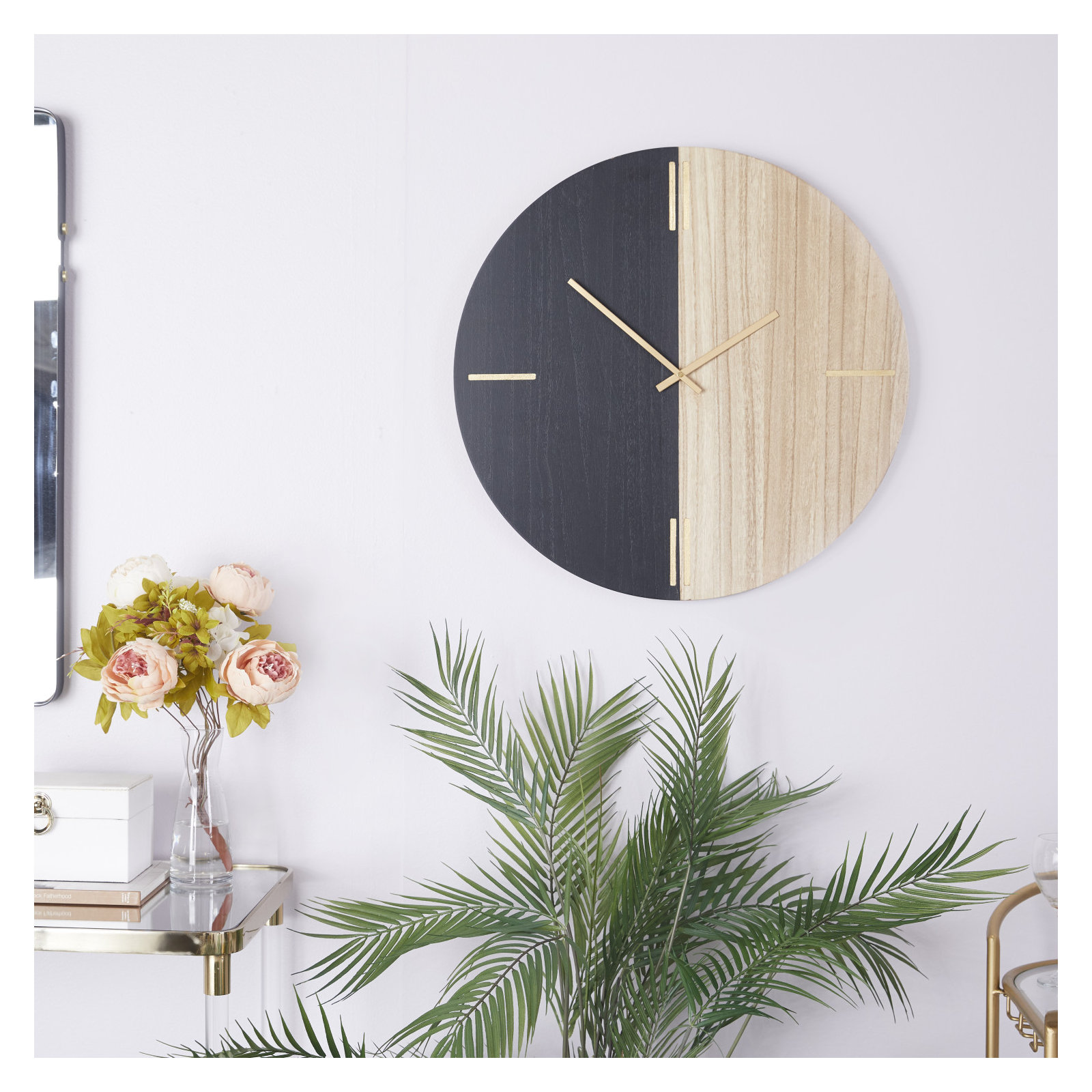 2.1'' Wood Wall Clock, Black/Brown