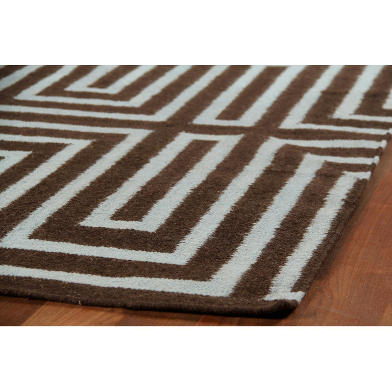 Geometric Flatweave Are Rug in Brown/Ivory, Rectangle 9'6" x 13'6"
