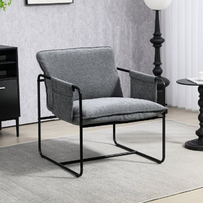 Minimal Padded Accent Chair, With Pockets -