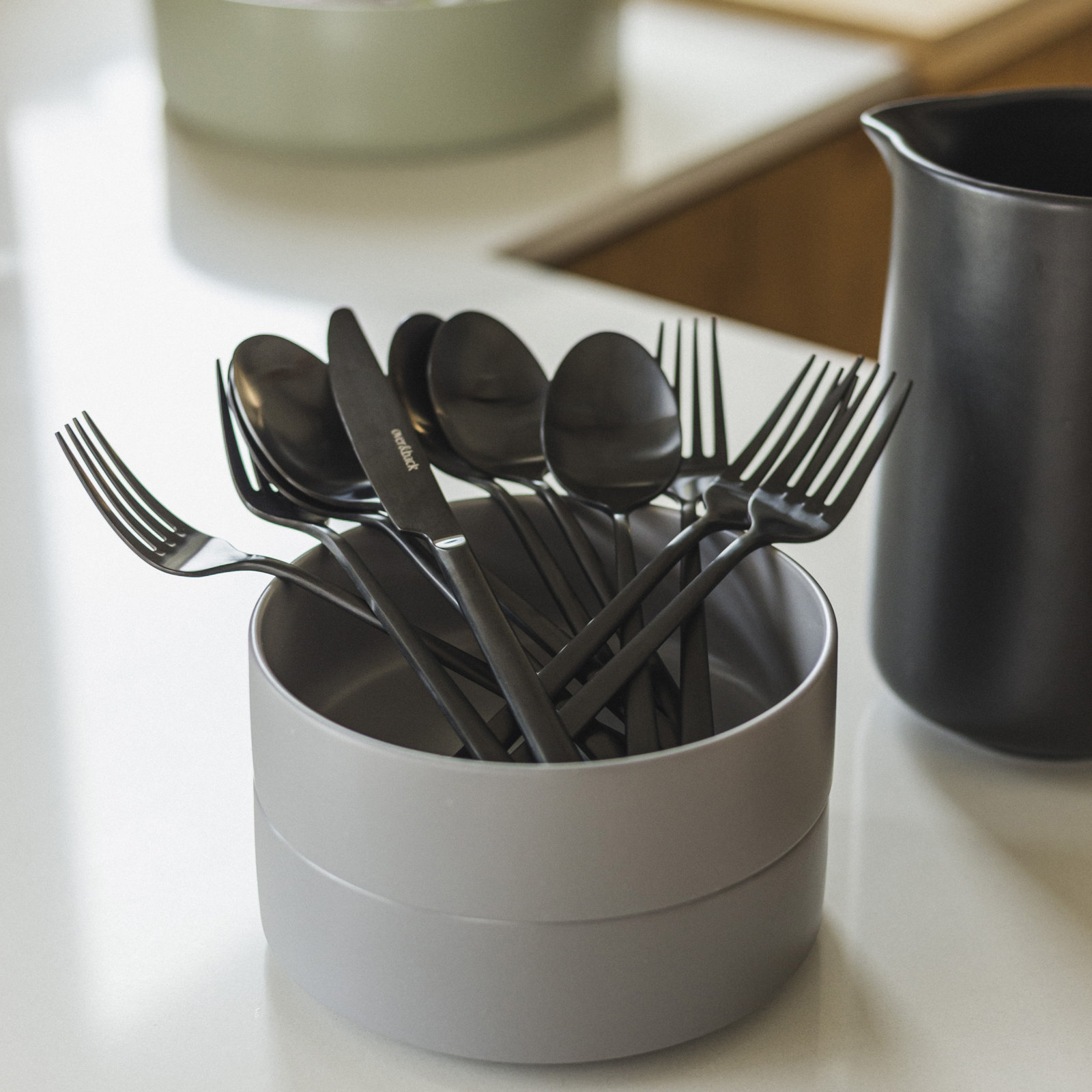 over&back Stackable Stoneware Cereal Bowl, Gray