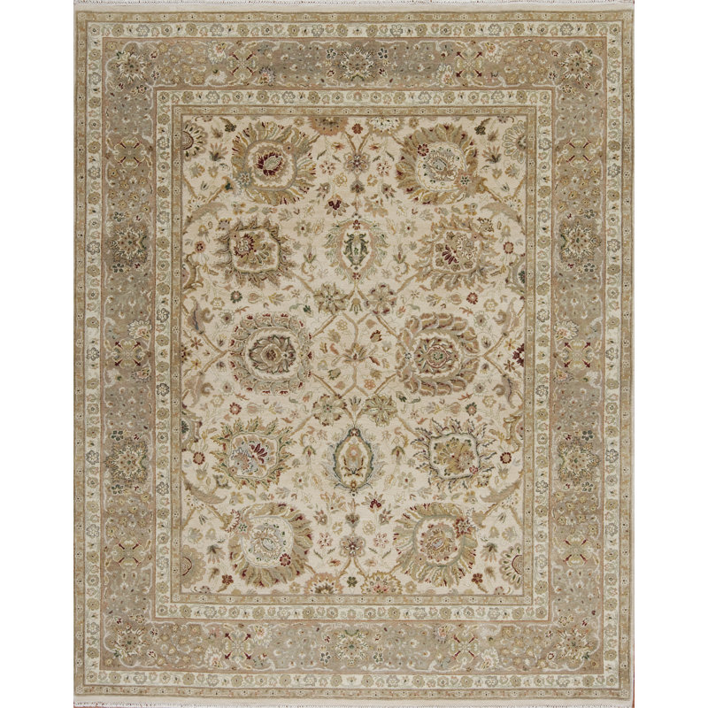 Passions Hand Knotted Wool Area Rug in Ivory/Coral
