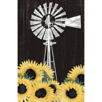 Sunflower Windmill Black - Painting Print