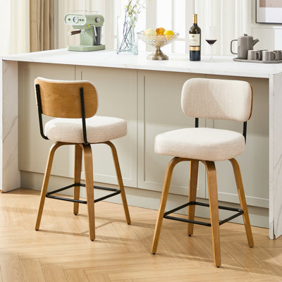 Tabouret de comptoir pivotant 26 po avec structure en bois au fini chêne