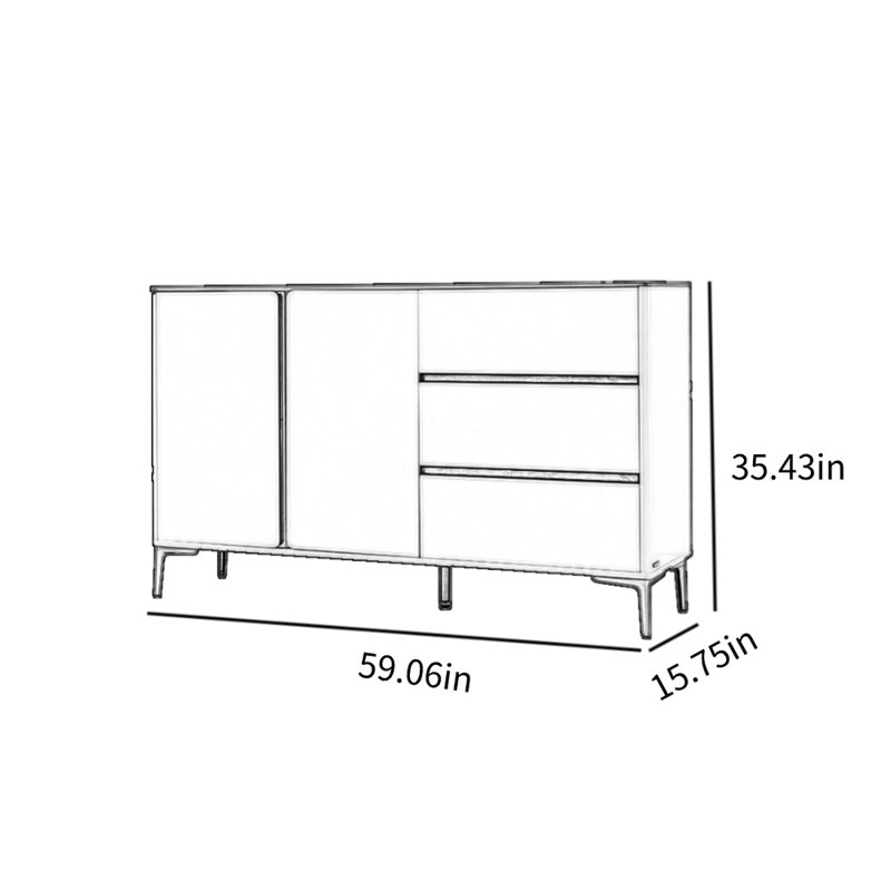Armoire d'appoint légère, H 35,43 po x l 59,06 po x P 15,75 po