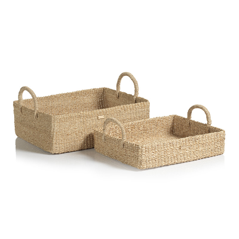 Ensemble de 2 plateaux rectangulaires en Abaca Midsomer
