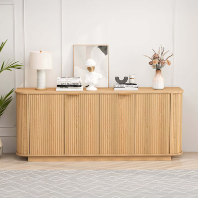 63 " Wavy Storage Sideboard, Double-Door Buffet Cabinet with Adjustable Shelves
