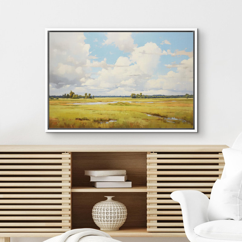 «Cloudy Blue Sky Nature Wilderness» sur toile, Cadre blanc, H 16 po x l 24 po