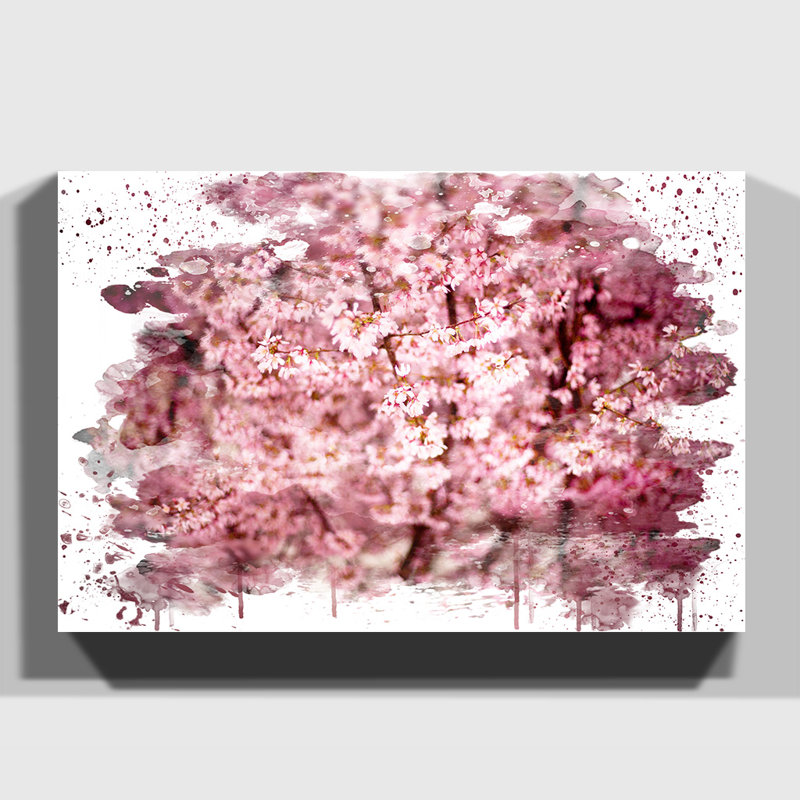 Japanese Cherry Blossom Pink Tree - Wall Art, 70cm H x 100cm W, Wrapped Canvas