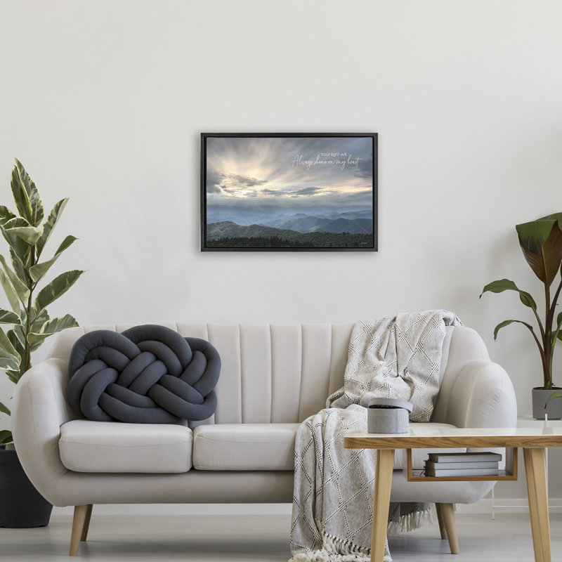 «Light Will Always Shine Landscape Floating Frame», conception par Lori Deiter, Cadre flottant noir de jais