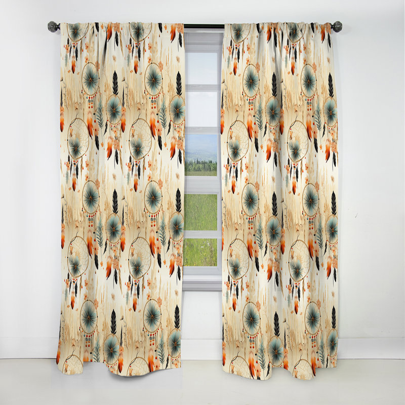 Désert du désert Boho motif II - rideau boho - rideau occultant abstrait - 1 panneaux, L 52 po x L 63 po