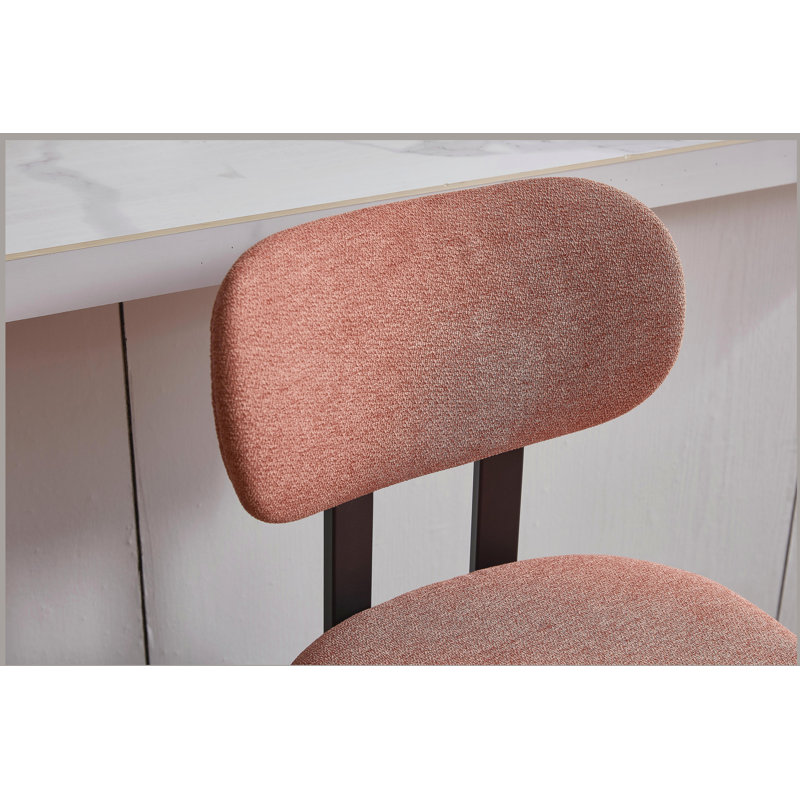 Upholstered Fabric Counter Height Barstool with Black Metal Legs for Dining Room/Kitchen Island/Bar, Orange