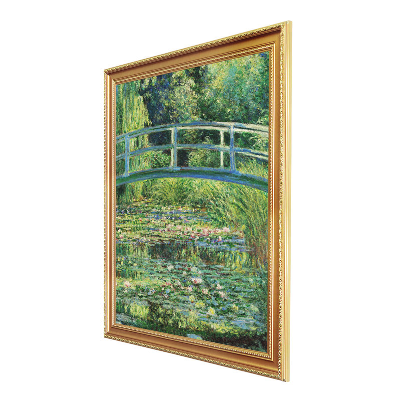 Le pont japonais sur toile par Claude Monet, reproduction, H 30 po x l 24 po x P 0,75 po, Encadrement doré