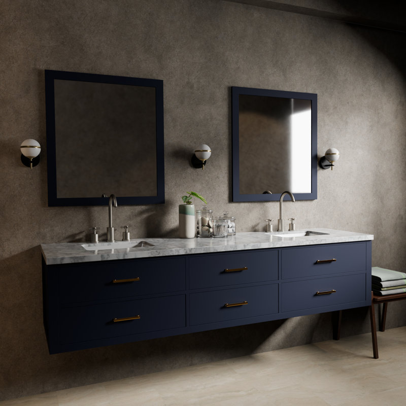 Meuble-lavabo double l 84 po x P 22 po Castor, Bleu