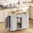 35.4" Mobile Rolling Kitchen Island with Trash Can Storage and Charging Station-1900932676