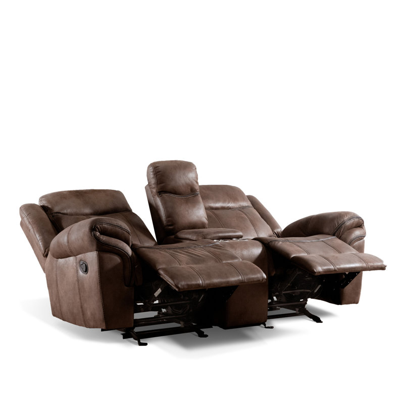Ensemble de salon inclinable , Brun, 2 pièces: 1 canapé, 1 causeuse