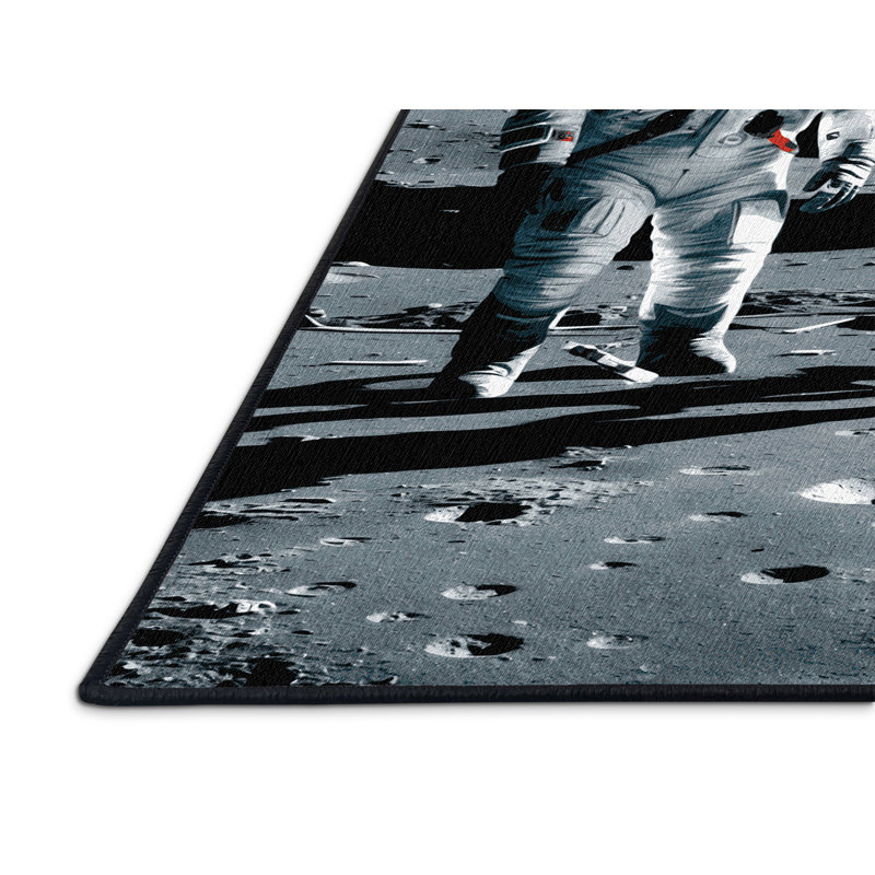 Tapis gris lavable à la machine, Rond 3 pi