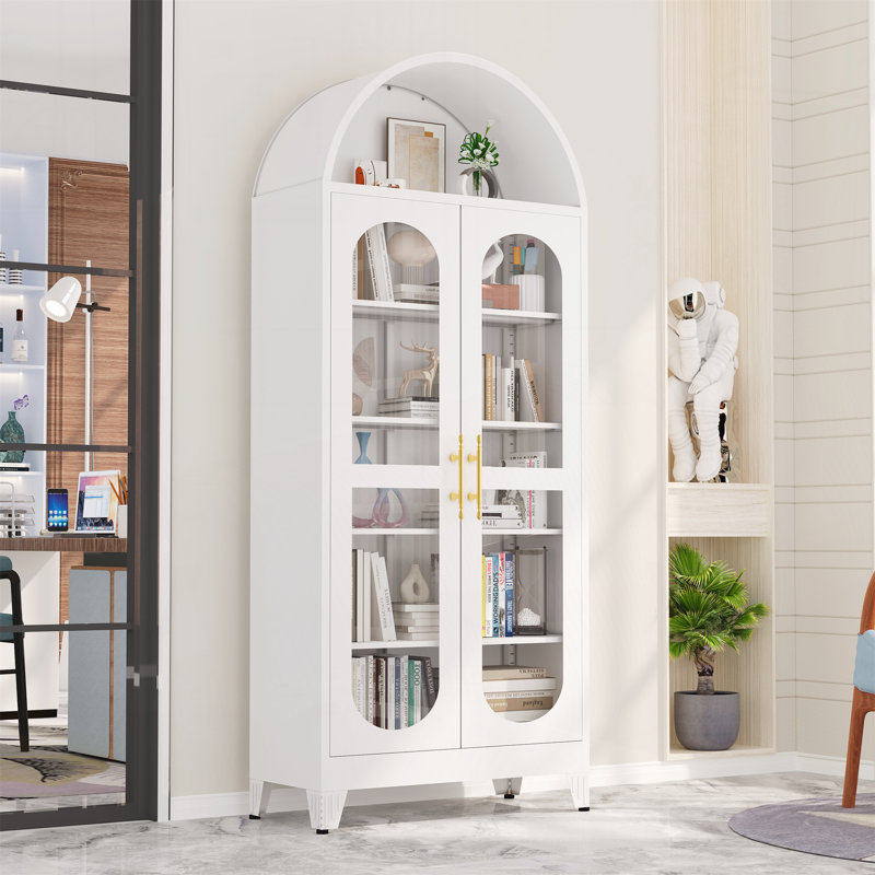 Grande armoire de rangement arquée en métal, Blanc
