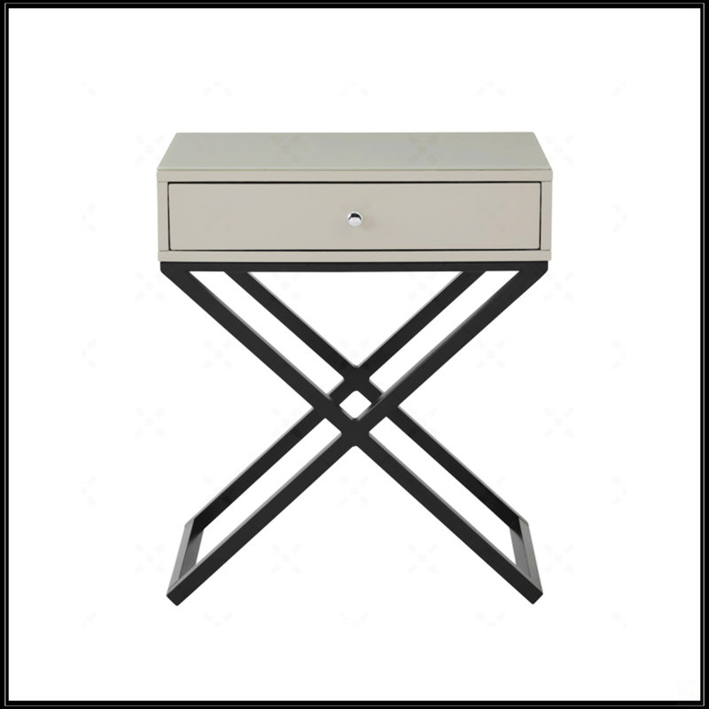 Table de chevet avec plateau en verre Taupe, Taupe