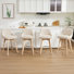 Swivel Upholstered 26.8'' Linen Counter Stool With Solid Wood Frame