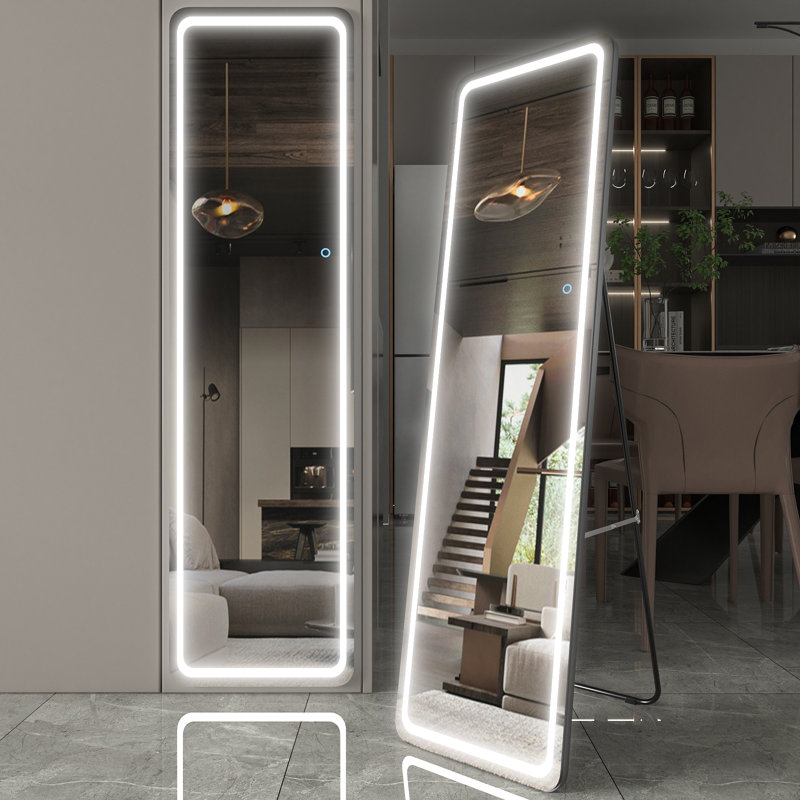 Taelyn Rectangle LED Metal Mirror, Black