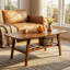 Table basse Mid-Century moderne en chêne massif avec rangement à 2 niveaux-129268065