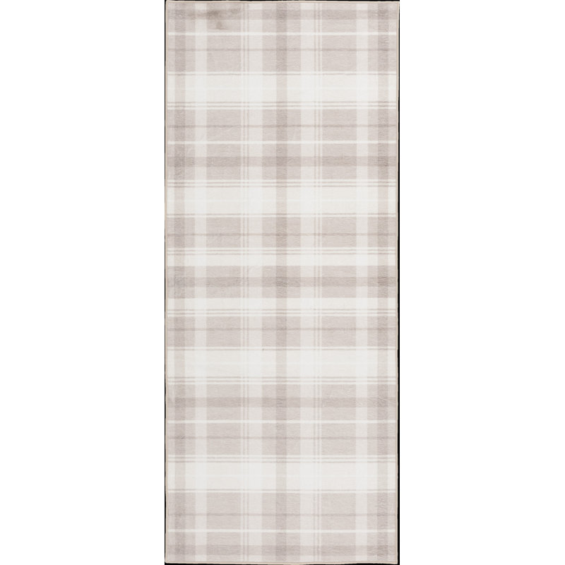 Latitude Run® Chapdelaine Plaid Beige/Ivory 2 ft. 3 in. x 6 ft. Plaid Indoor Polyester Area Rug