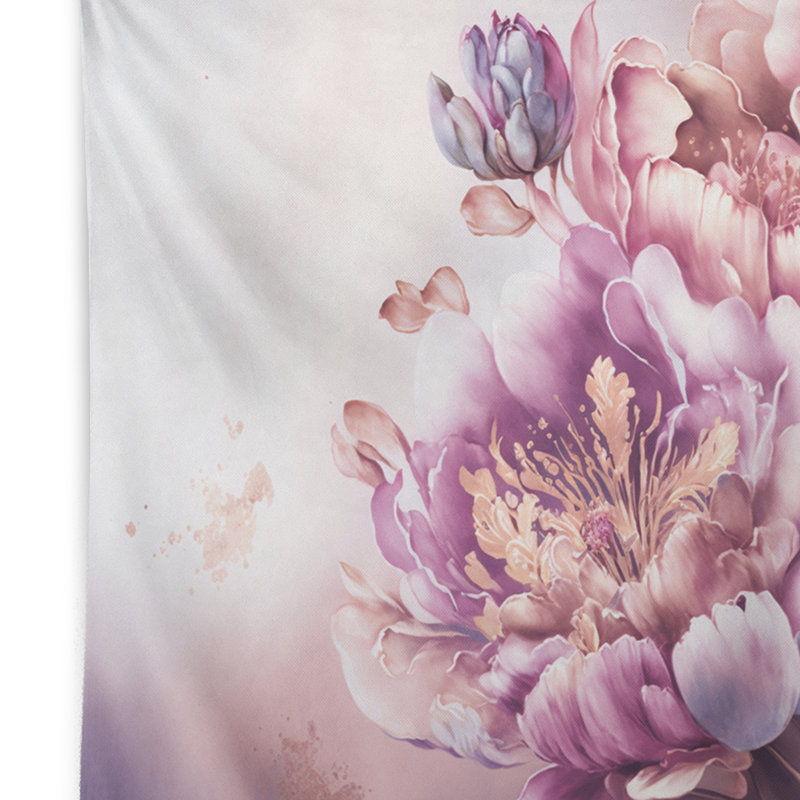 Tapisserie en polyester rose et lys péruvien doré II, H 50 po x l 60 po