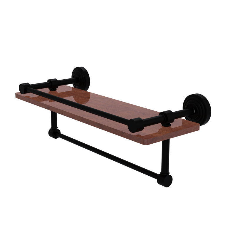 Beresford Bracket Shelf with Towel Bar, Matte Black, 5" H x 16" W x 5" D