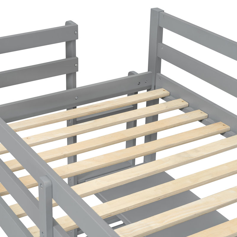 Twin Loft Bed with Desk, Shelves & Writing Board, Twin, Gray