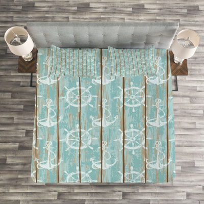 Adrin Blue/White Microfibre Bedspread Set