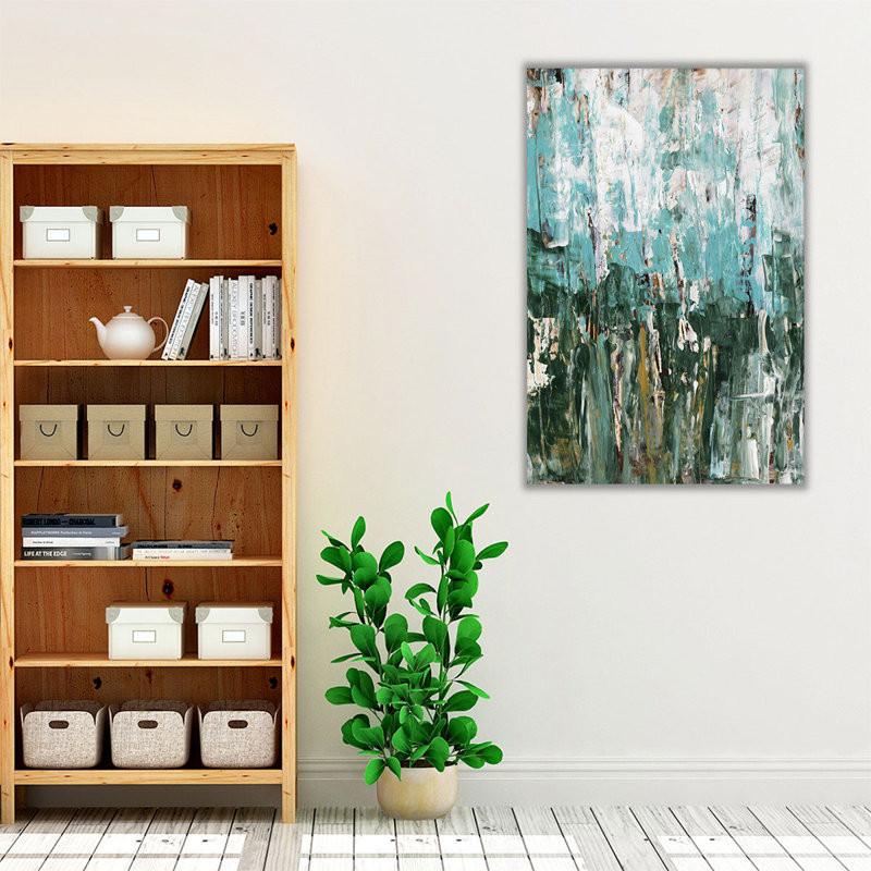 «Abstract Turquoise Forest II», reproduction d'art sur toile, H 48 po x l 32 po