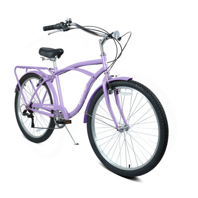 A26265B 26 Inch 7-Speed Beach Cruiser Bike for Men & Women High-Tensile Steel Frame & Lightweight Alloy Wheels with V-Brakes Multiple Colors for Leisure and Commuting