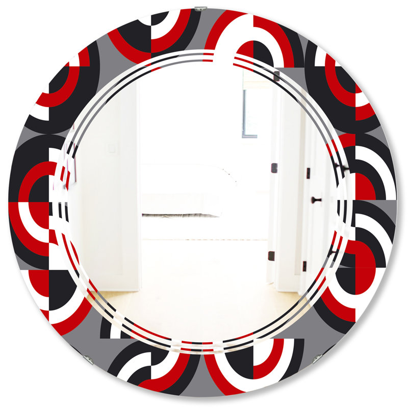 Miroir mural géométrique traditionnel à motif circulaire triple c, H 31,5 po x l po