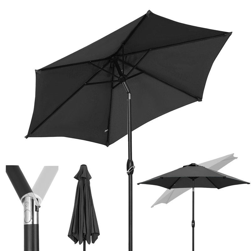 Parasols d'extérieur 9 pi avec inclinaison et manivelle, Noir