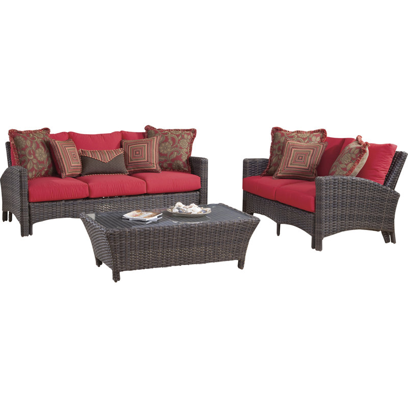 Canapé avec coussins Colford, Sunbrella® ‑ toile cramoisie