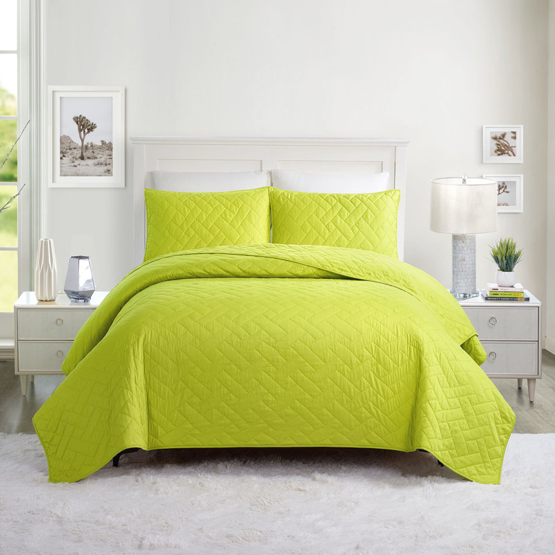 Ensemble de courtepointe 100% coton Trina Turk Dream, Couvre-lit très grand / couvre-lit + 2 taies déc, Vert