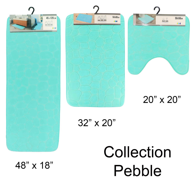 Aqua Blue Memory Foam Pebble Contour Bath Rug 20" x 20"