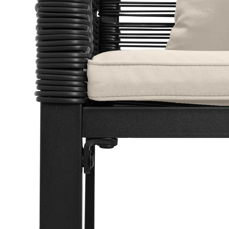 Poly Rattan Outdoor Bench, Cream White, Black
