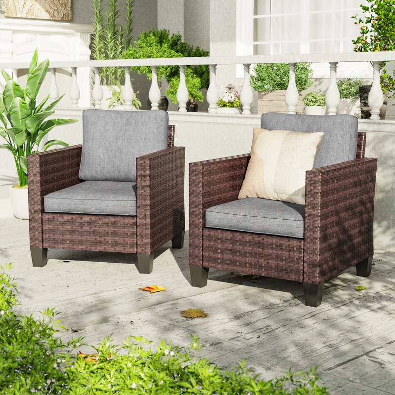 Arejas Outdoor Lounge Chair, Gray, Brown