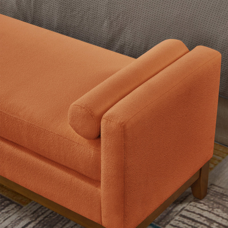 Banc en tissu Boucle avec accoudoirs et coussins, Orange