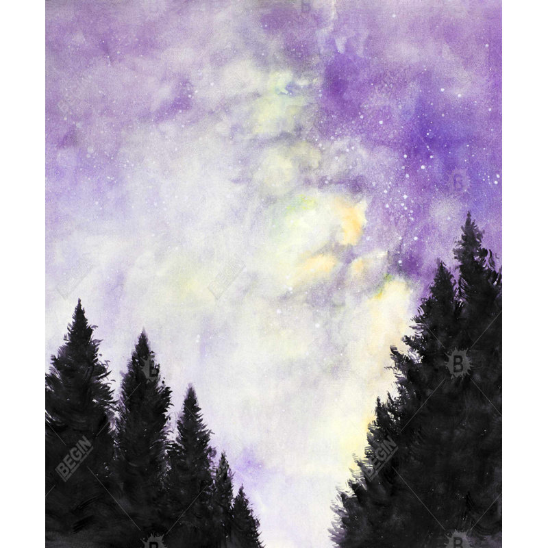 "Mauve ciel étoilé", art sur toile encadré