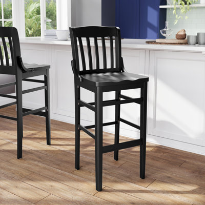 Prompton School House Back Wood Restaurant Dining Barstool with Footrest