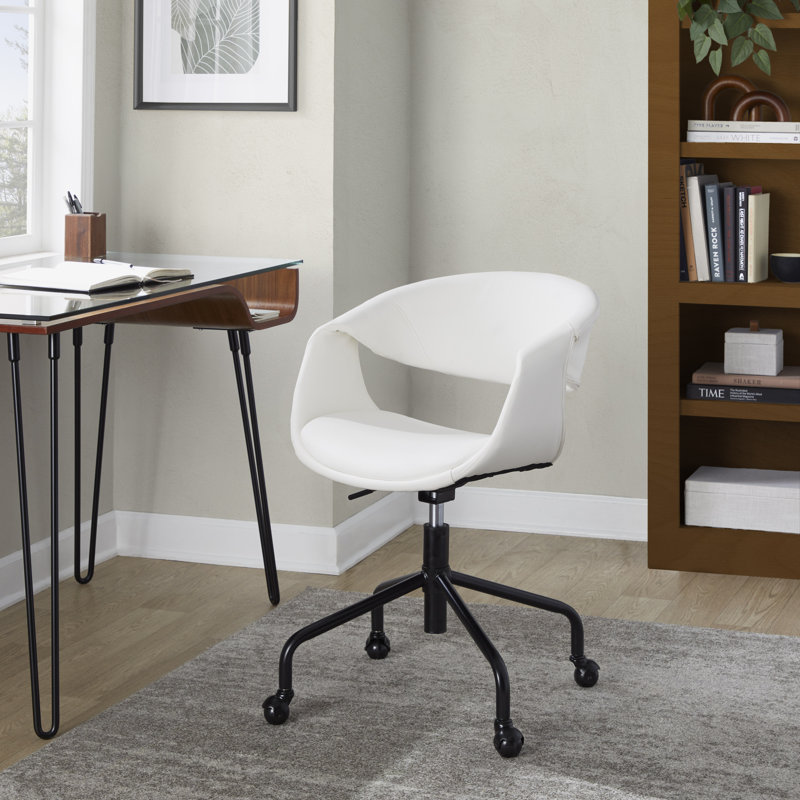 Arshad Upholstered 4-Star Task Chair, Black, White