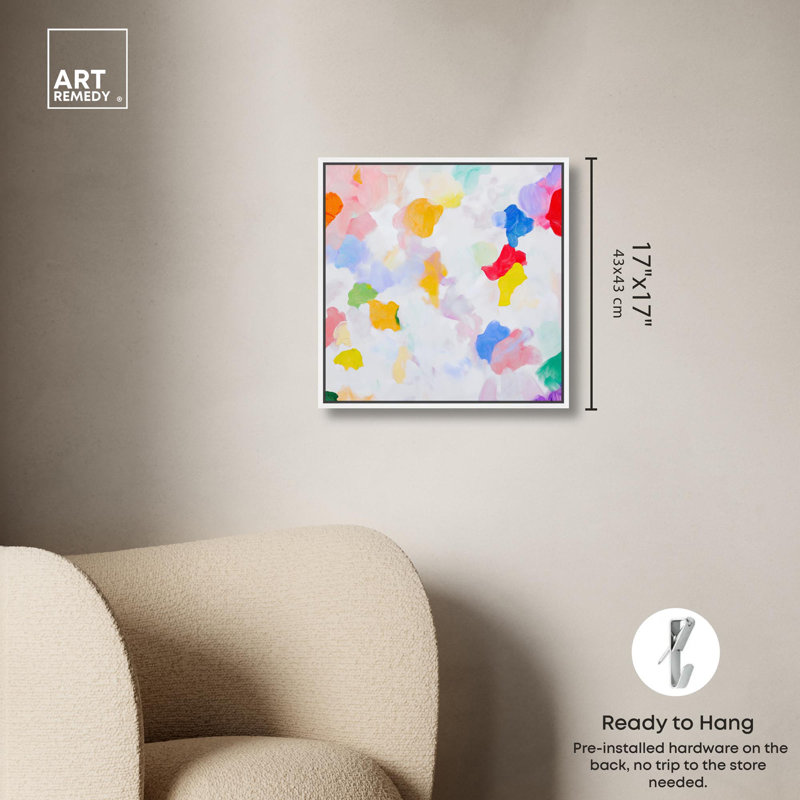 Colorfield Patches I Canvas Colorful Abstract by , White Floater Framed, 17" H x 17" W