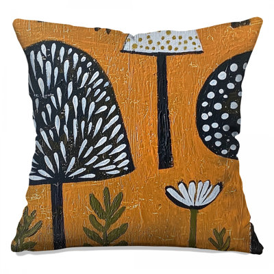 Mushrooms Throw Pillow, Nature Double Sided Pillows