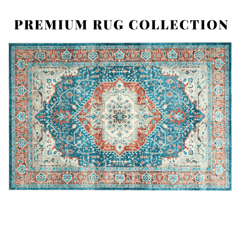 Aspire Homeware Blue Persian Style Area Rug, Runner 60 x 110 cm